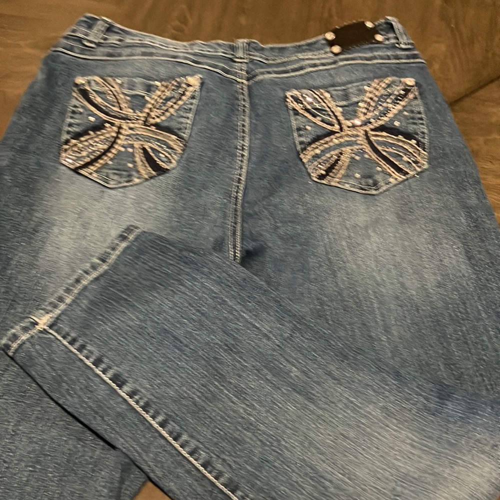 STYLE & CO 14P BLUE JEANS WITH SILVER AND RHINESTONE EMBELLISHMENTS